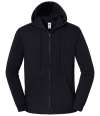 SS153 622860 Fruit of the Loom Iconic Premium Hooded Sweat Jacket Black colour image